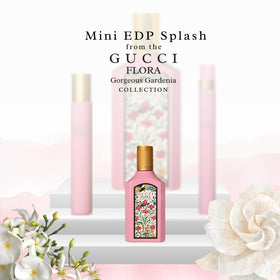 Gucci Flora Gorgeous Gardenia mini splash bottle with flowers