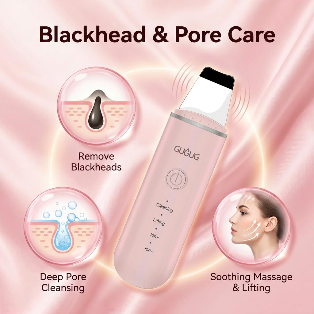GUGUG Skin Scrubber Face Spatula side view with USB cable