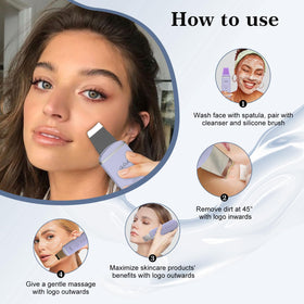 GUGUG Skin Scrubber Spatula in use on a damp face