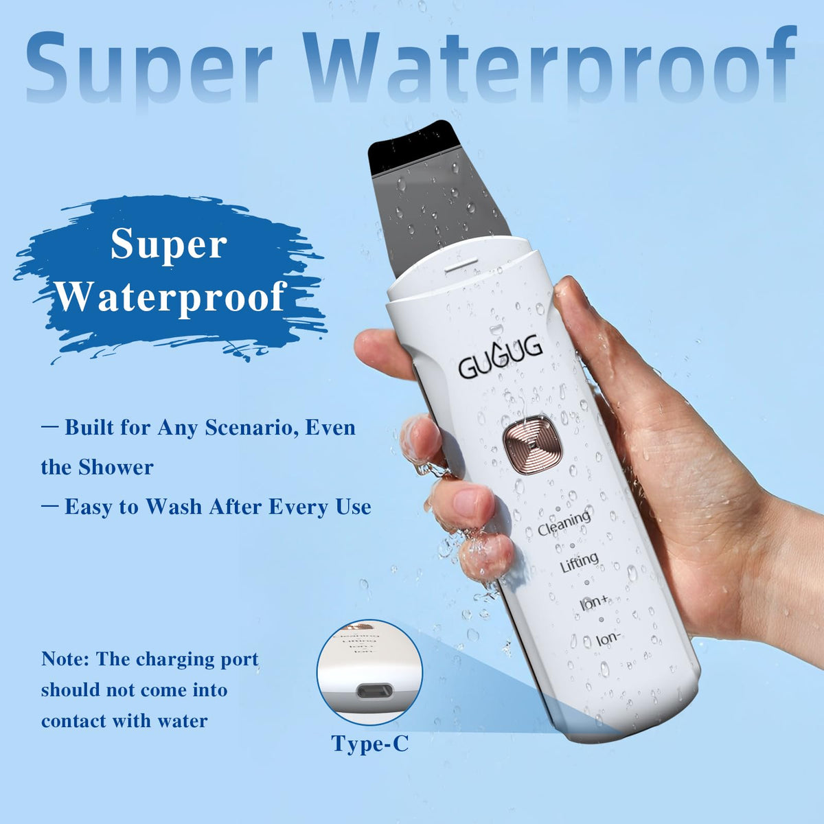 GUGUG Waterproof Skin Scrubber packaging with instructions