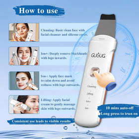 GUGUG Waterproof Skin Scrubber with all accessories laid out
