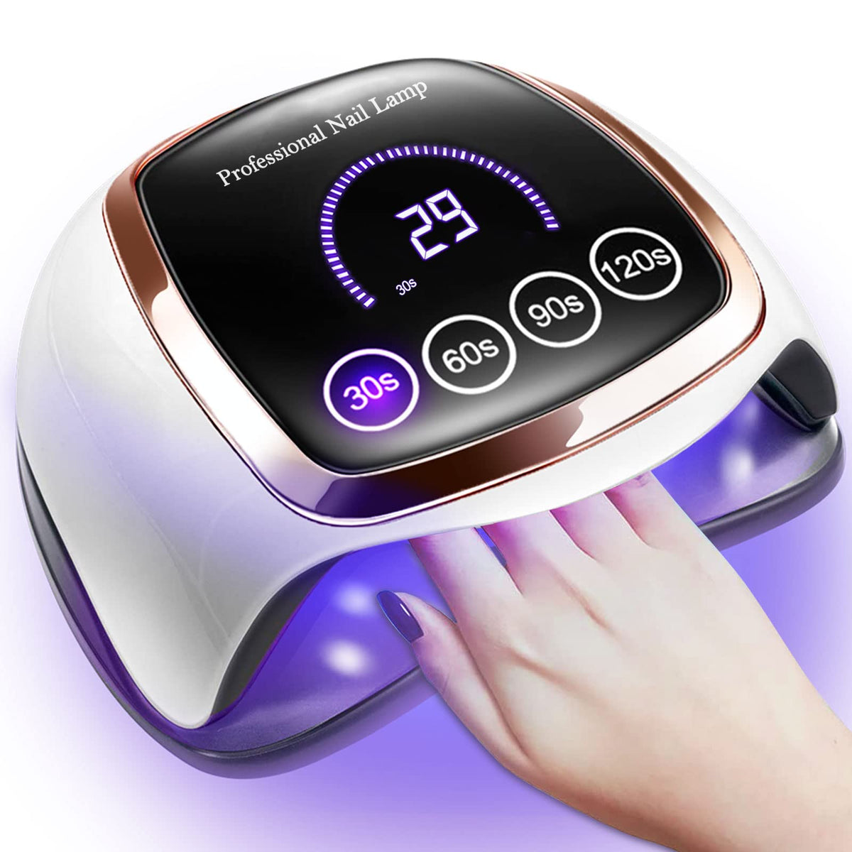 Gugusure UV Nail Lamp 180W front view with large LCD screen