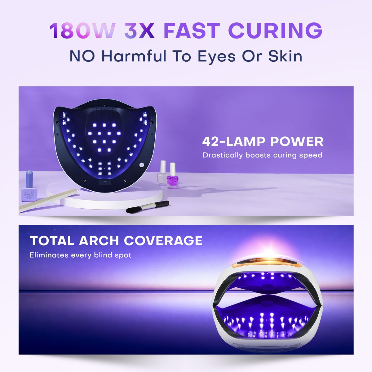 Gugusure UV Nail Lamp 180W showing timer settings