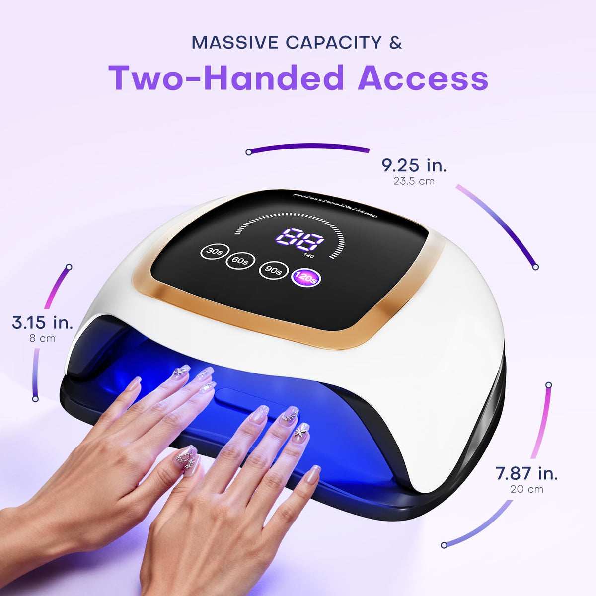 Gugusure UV Nail Lamp 180W with gel polish curing inside