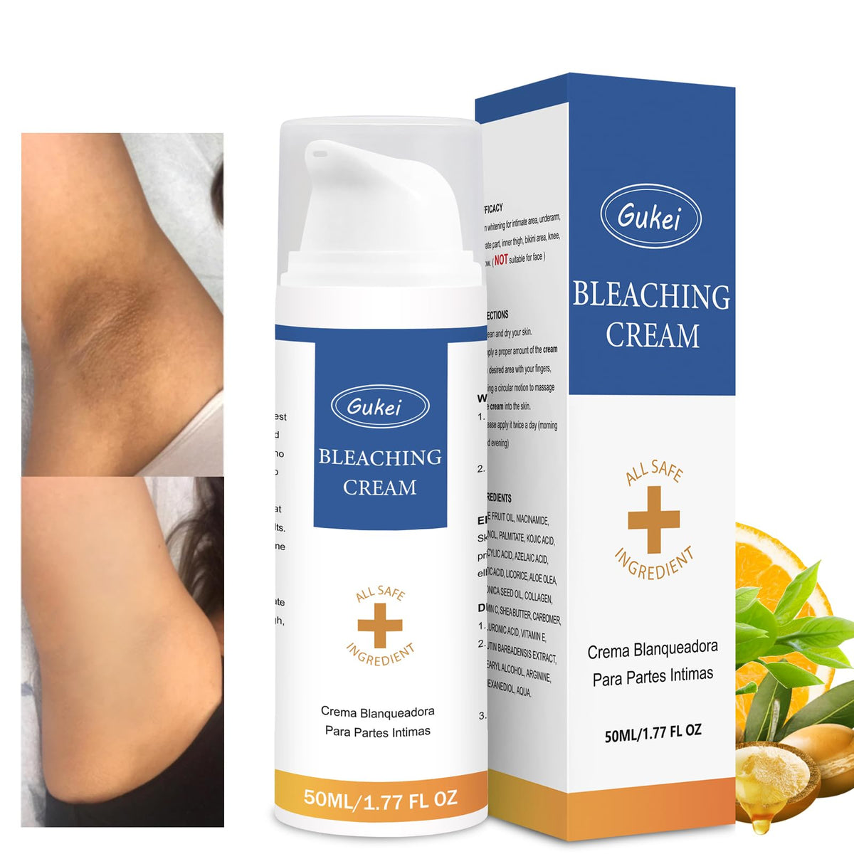 Gukei Intimate Areas Skin Lightening Cream 91g with other skincare products