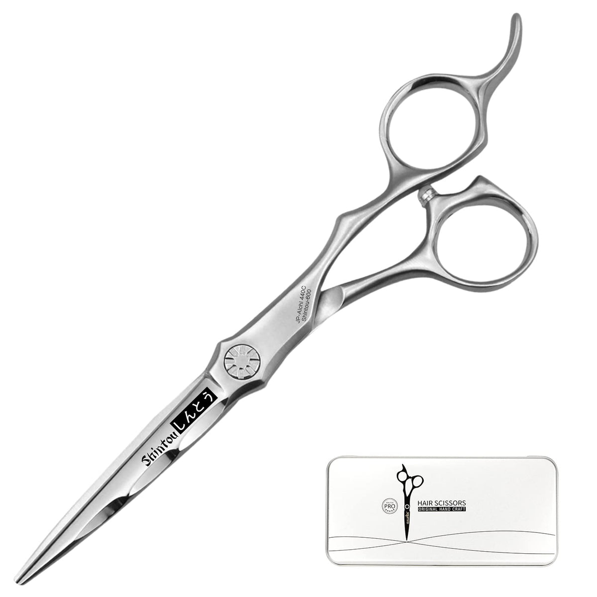 GULINEE 6.0 Inches Hair Scissors front view with convex edge