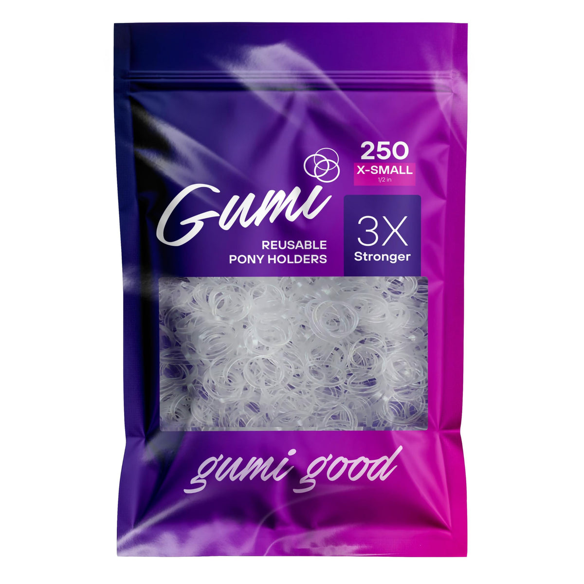 Gumi good Clear Elastics 1/2 inch hair band front view