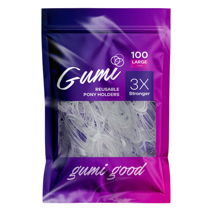 Gumi good clear elastics large hair bands front view