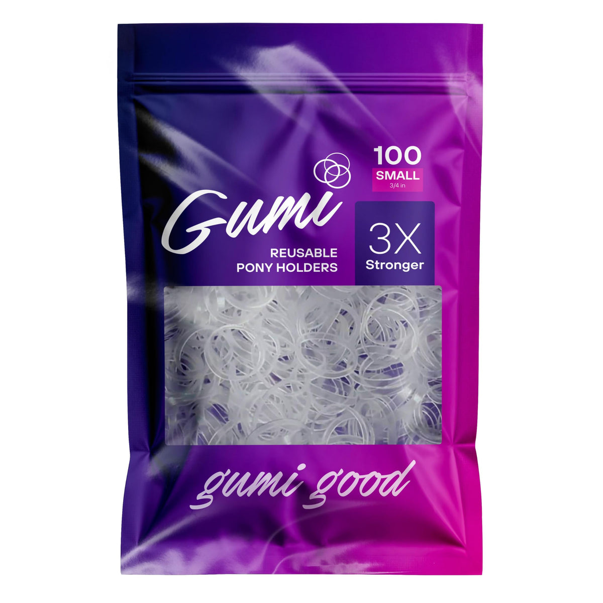 Gumi good clear elastics small hair bands front view
