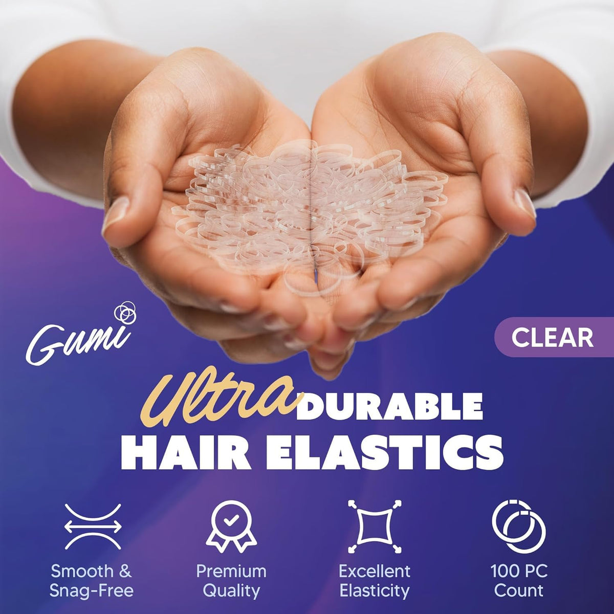 Gumi good clear elastics small hair bands packaging