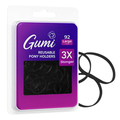 Gumi good large black hair elastics pack front view