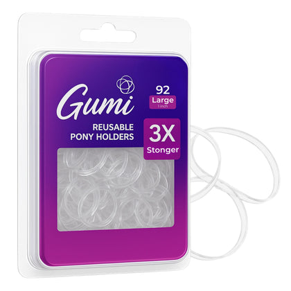 Gumi good Ouchless Clear Hair Elastics pack front view