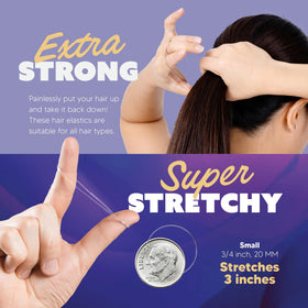 Gumi good Ouchless Clear Small Hair Ties in use on ponytail