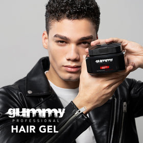 Gummy Hair Gel 1000ml clear gel close-up on hand