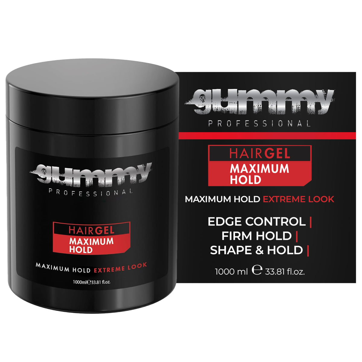 Gummy Hair Gel 1000ml front view with clear gel texture