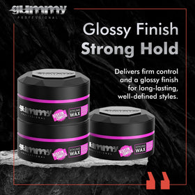 Gummy Hair Wax jar showing extra gloss finish
