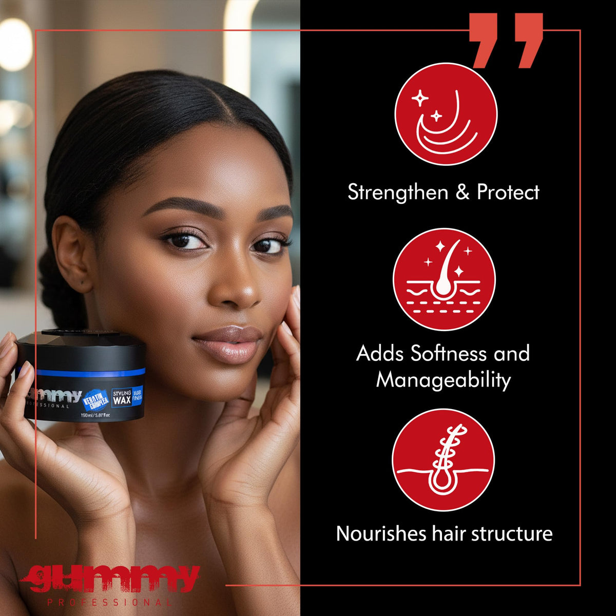 Gummy Hard Finish Hair Wax 150ml side view