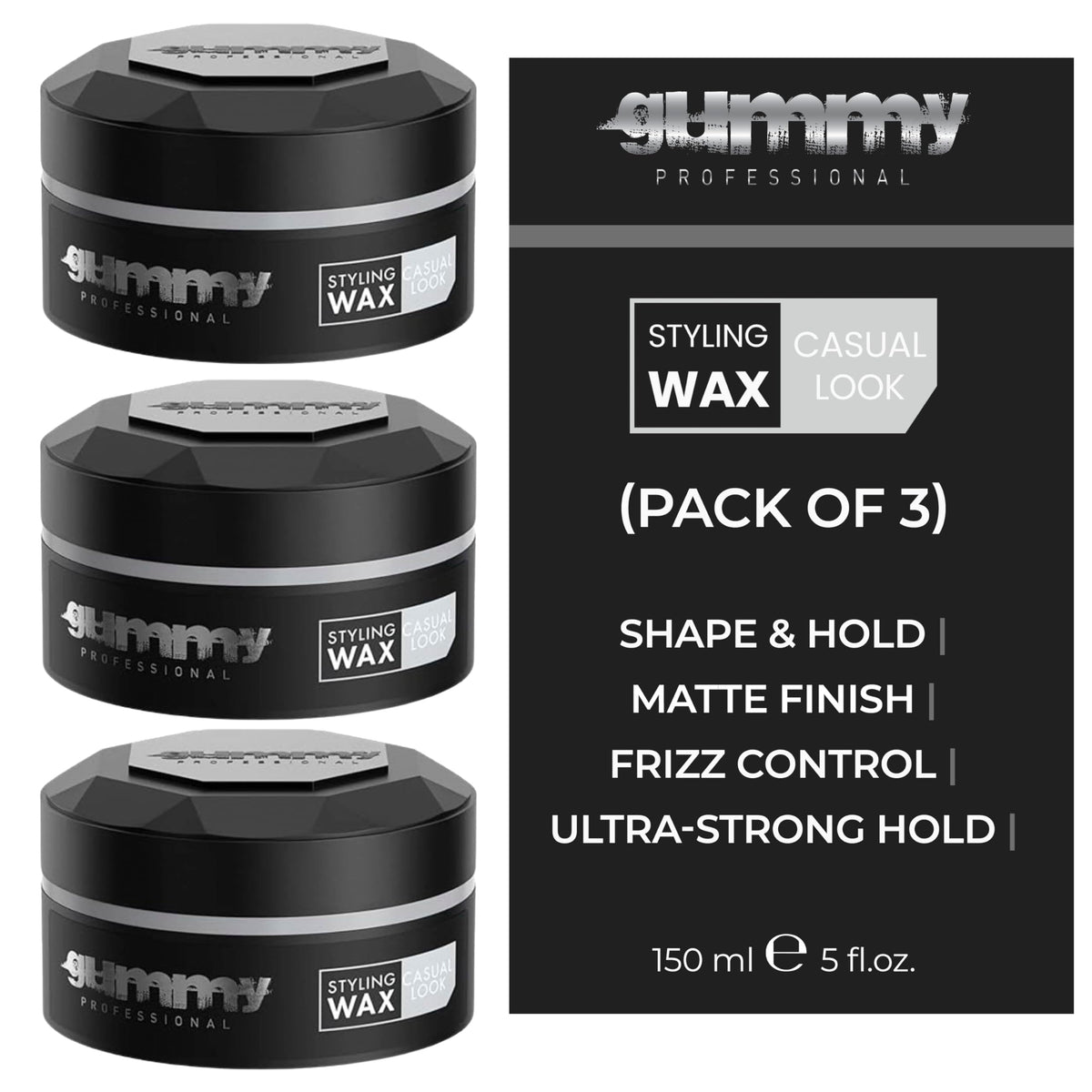 Gummy Medium Hold Hair Styling Wax 150ml front view