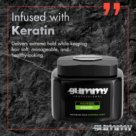 Gummy Professional Hair Gel showing glossy finish on hair