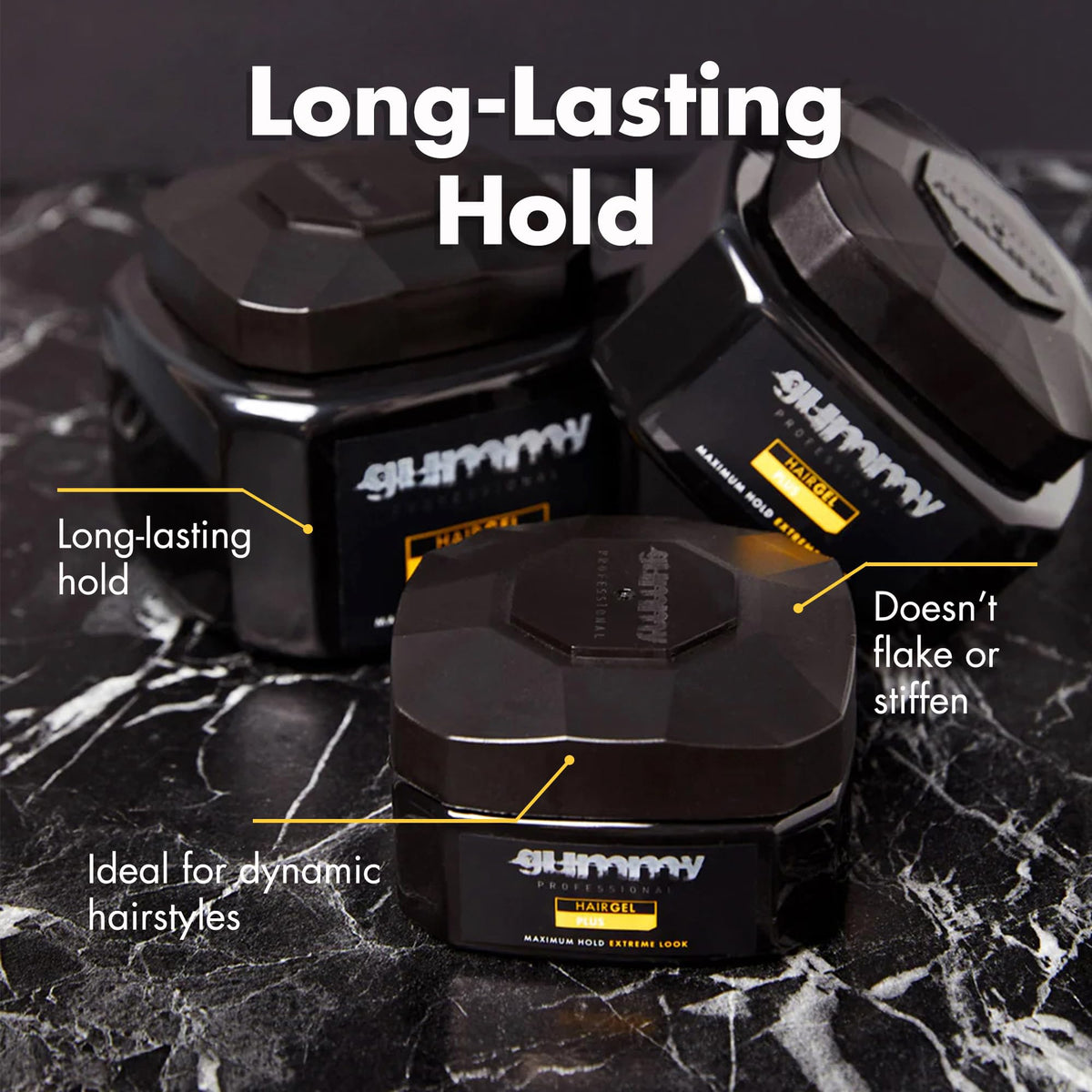 Gummy Professional Plus Hair Gel application on hair