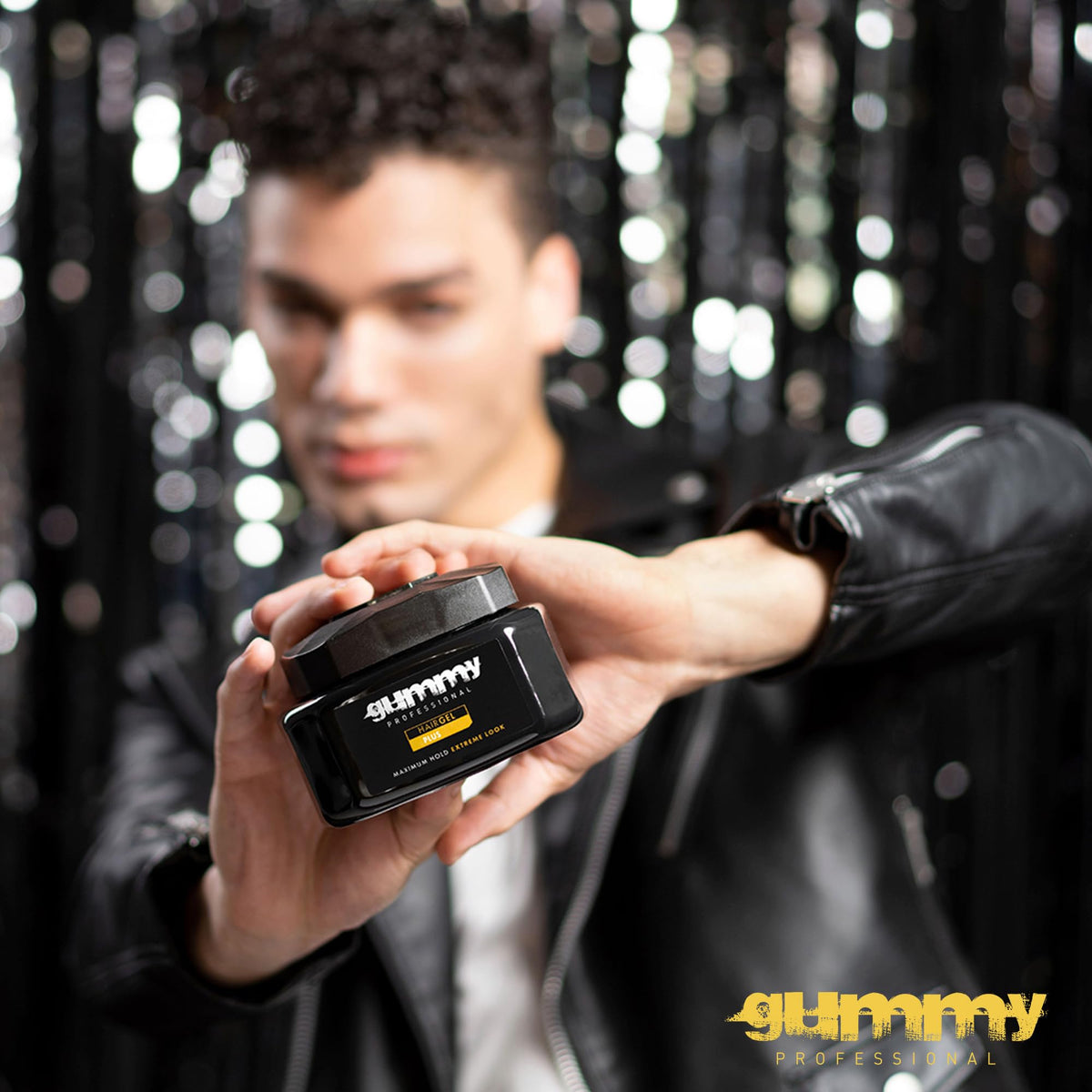 Gummy Professional Plus Hair Gel in bathroom setting