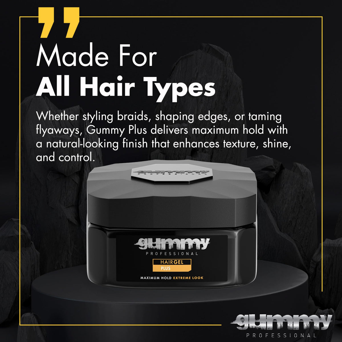 Gummy Professional Plus Hair Gel on a styling table
