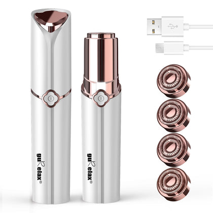 gurelax Facial Hair Removal Device front view with 4 replacement heads