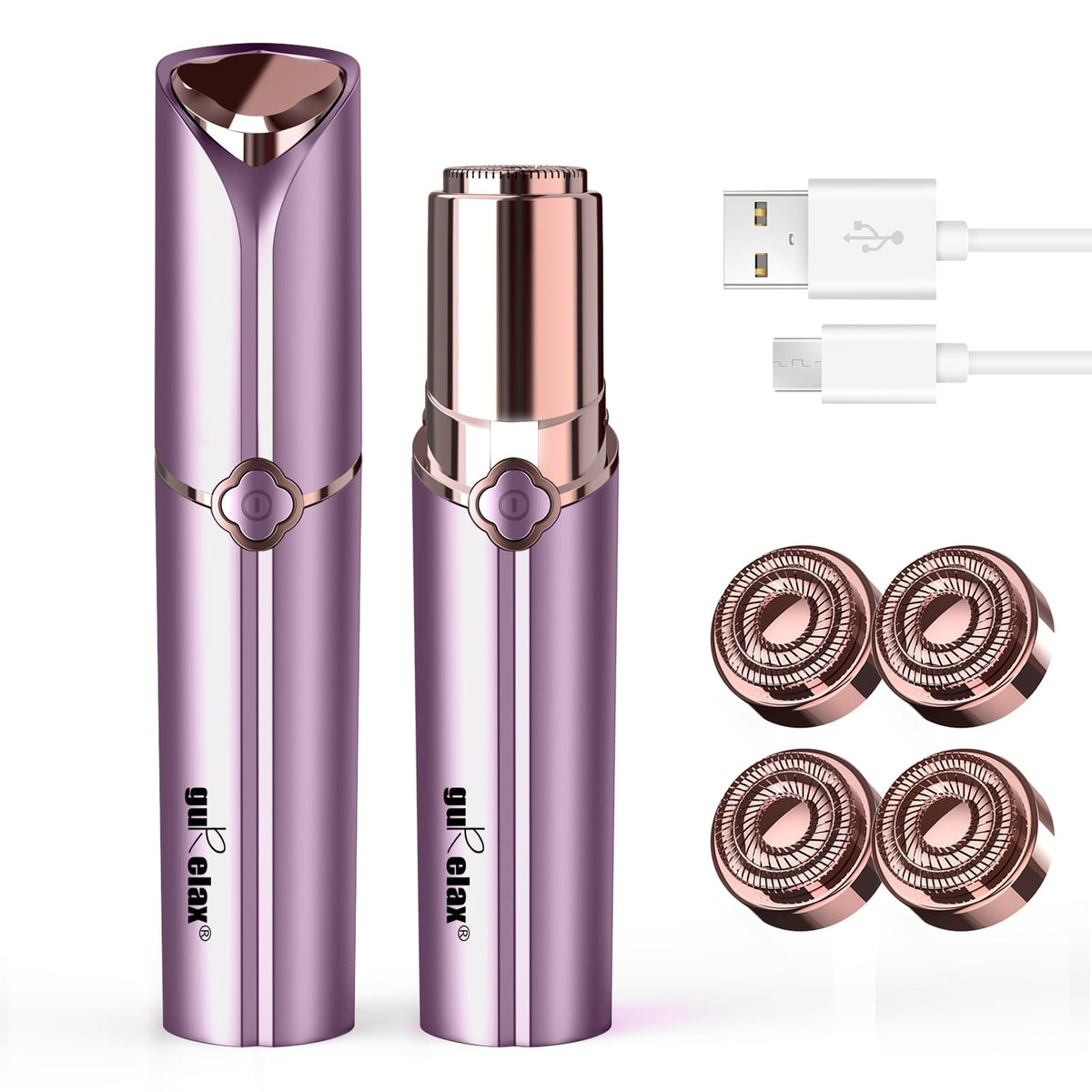 gurelax Facial Hair Removal device front view with purple finish