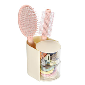 GUSHBIN Rotating Hair Accessories Organizer beige front view