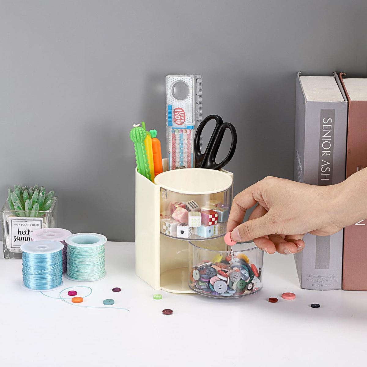 GUSHBIN Rotating Hair Accessories Organizer on vanity