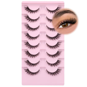 GVEFETIEE Fox Eye False Eyelashes 8 pairs pack front view