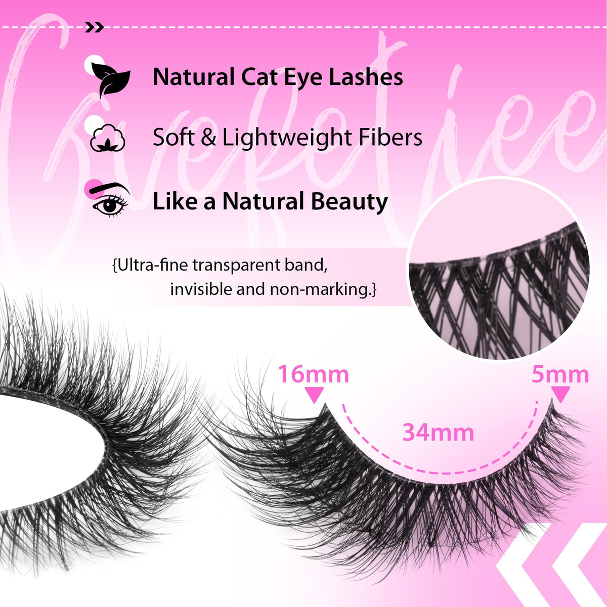 GVEFETIEE Fox Eye Lashes displayed on a makeup table