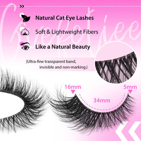 GVEFETIEE Fox Eye Lashes displayed on a makeup table