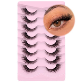 GVEFETIEE Fox Eye Lashes pack front view with 8 pairs