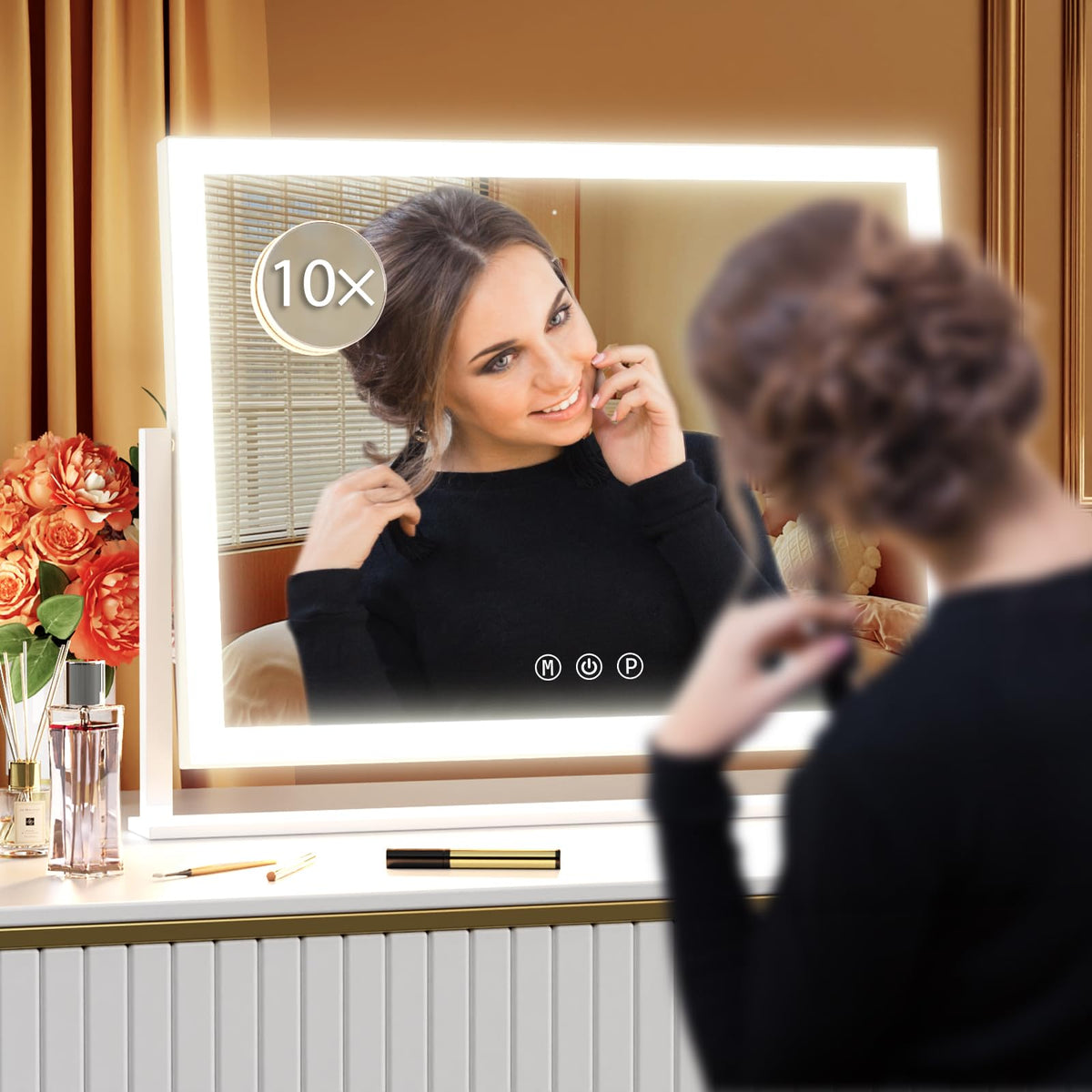 Gvnkvn Lighted Makeup Mirror with smart touch control buttons