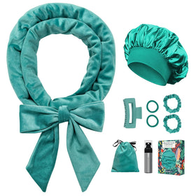 Gwabee No Heat Overnight Curl Headband 70-inch blue green front view