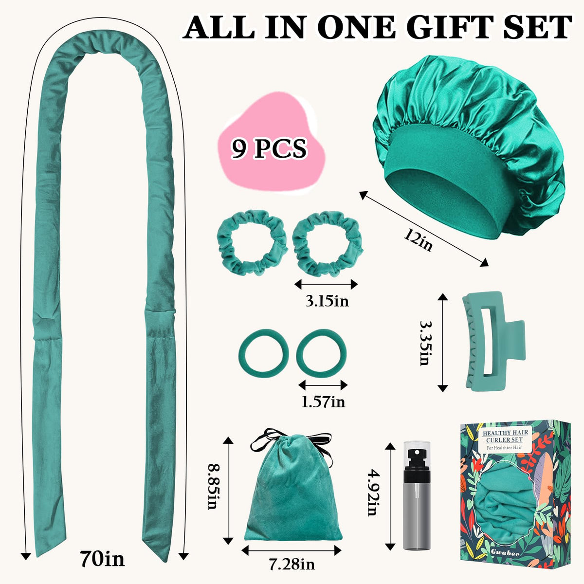 Gwabee No Heat Overnight Curl Headband packaging and contents