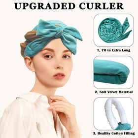 Gwabee No Heat Overnight Curl Headband rolled with velour hair ties