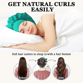 Gwabee No Heat Overnight Curl Headband with included satin hair bonnet