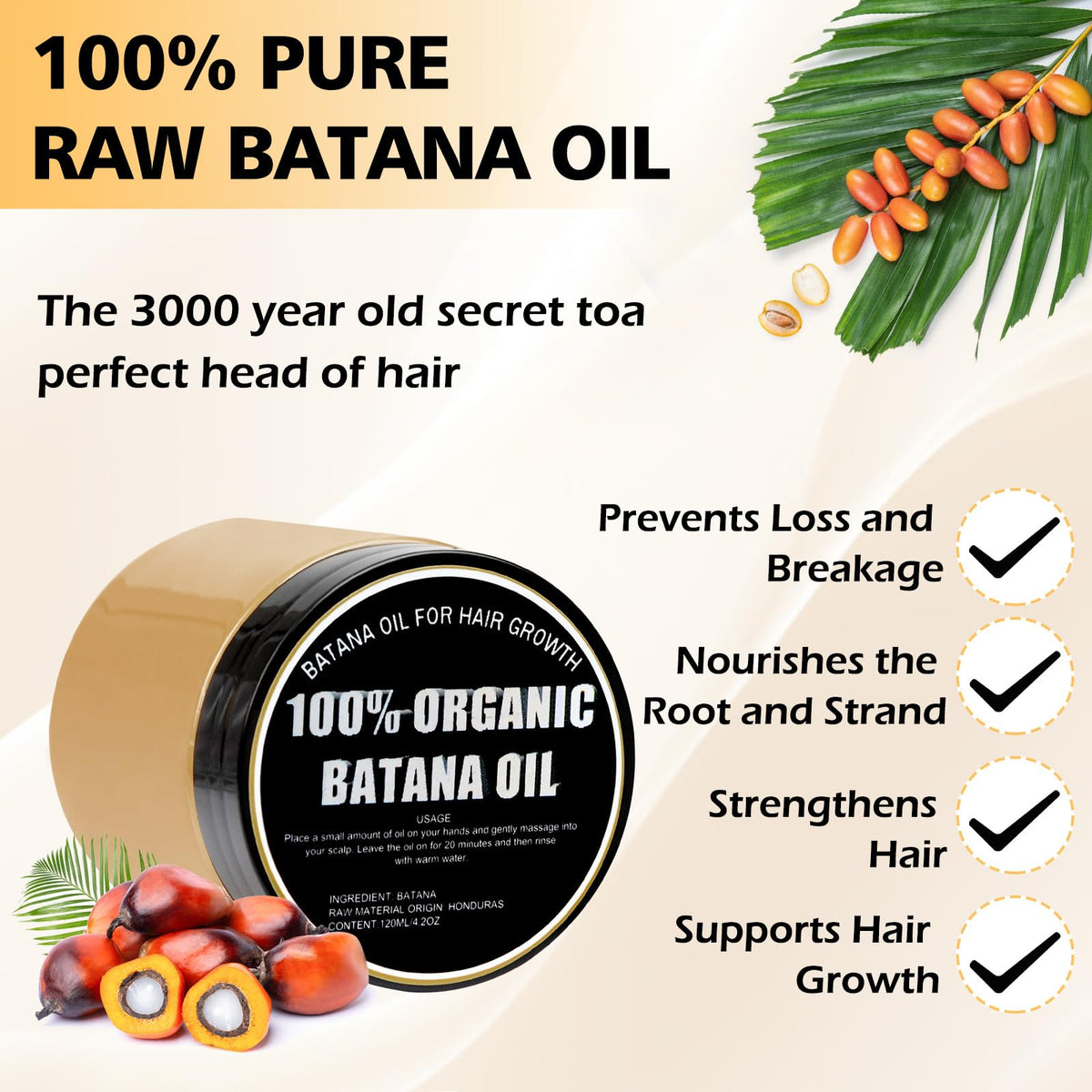 Gzarcwvn Batana Oil bottle with cap