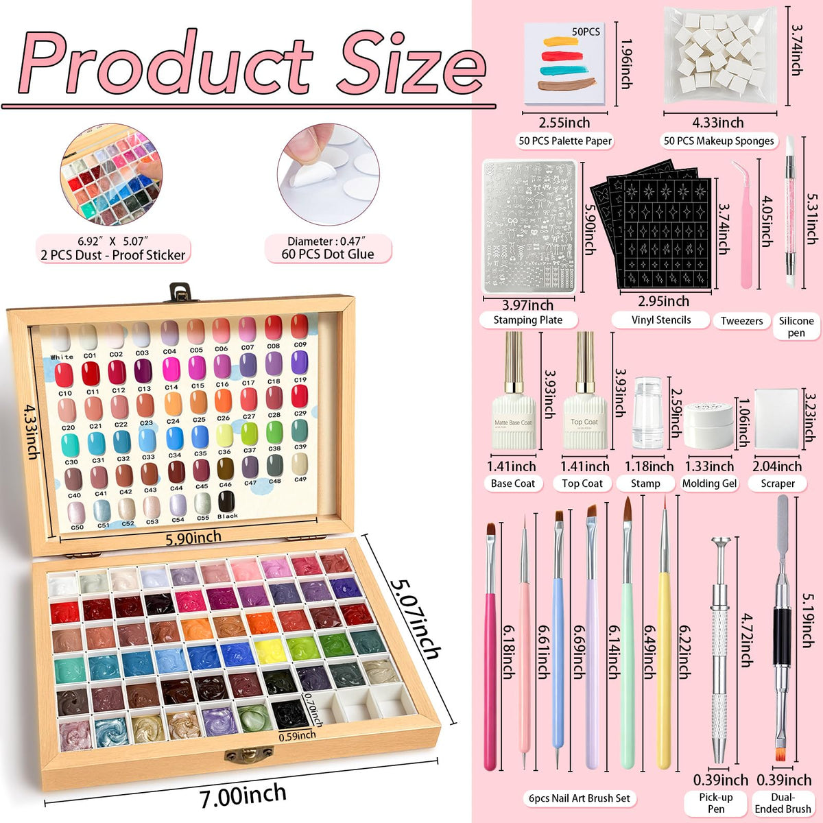 GZIXBDA Gel Polish Palette Kit displayed with UV lamp
