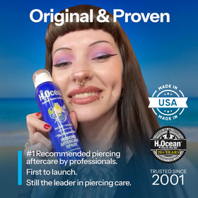 H2Ocean Piercing Aftercare Spray 4oz showing 360-degree spray nozzle