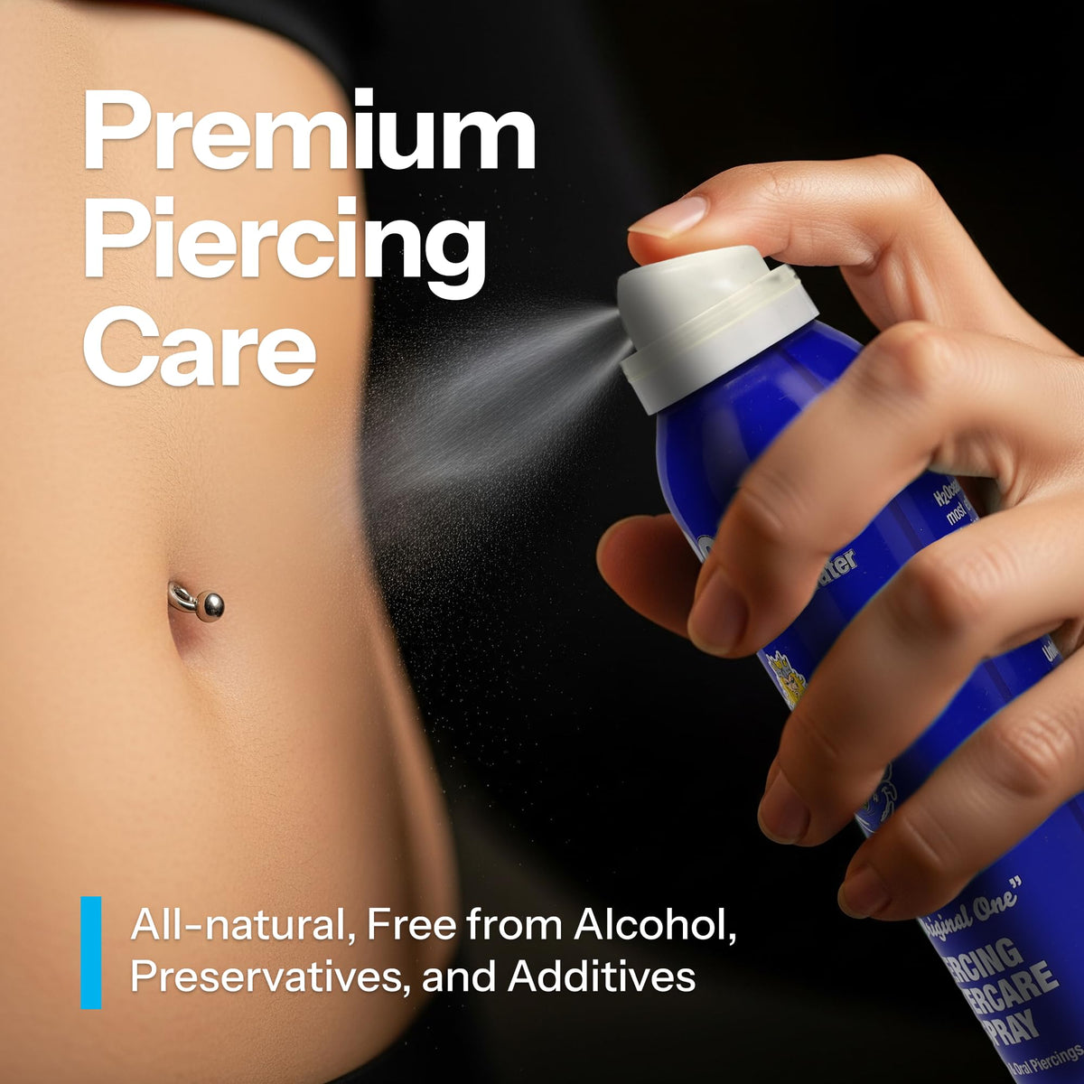 H2Ocean Piercing Aftercare Spray 4oz side view with cap