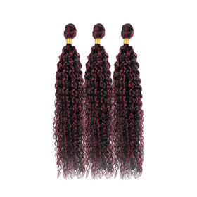 Habiliana Burgundy P1B/99J hair bundles styled in a wig