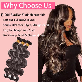 Habiliana grey body wave hair bundle close-up