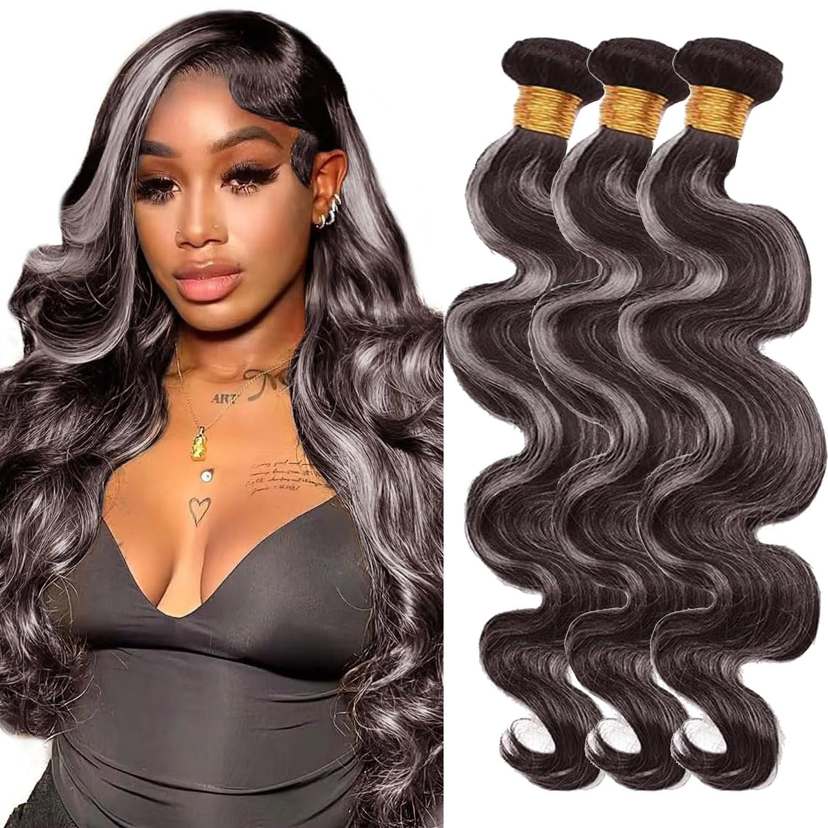 Habiliana grey human hair bundle 18 inch body wave