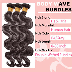 Habiliana grey human hair bundle 22 inch body wave
