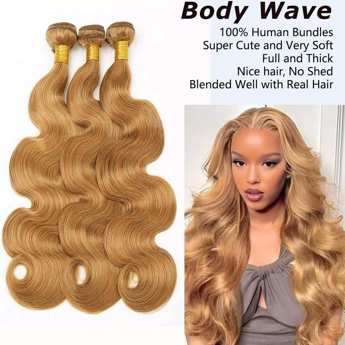 Habiliana hair bundles packaging with Brown 27 colour