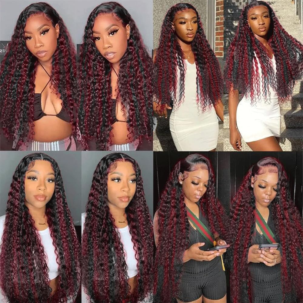 Habiliana Human Hair Bundles Burgundy P1B/99J close-up of texture