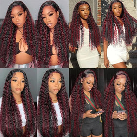 Habiliana Human Hair Bundles Burgundy P1B/99J close-up of texture